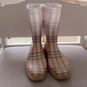Burberry Pink Plaid Rain Boots